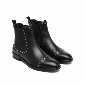 Black Studded Leather Chelsea Boots made by Ateliers